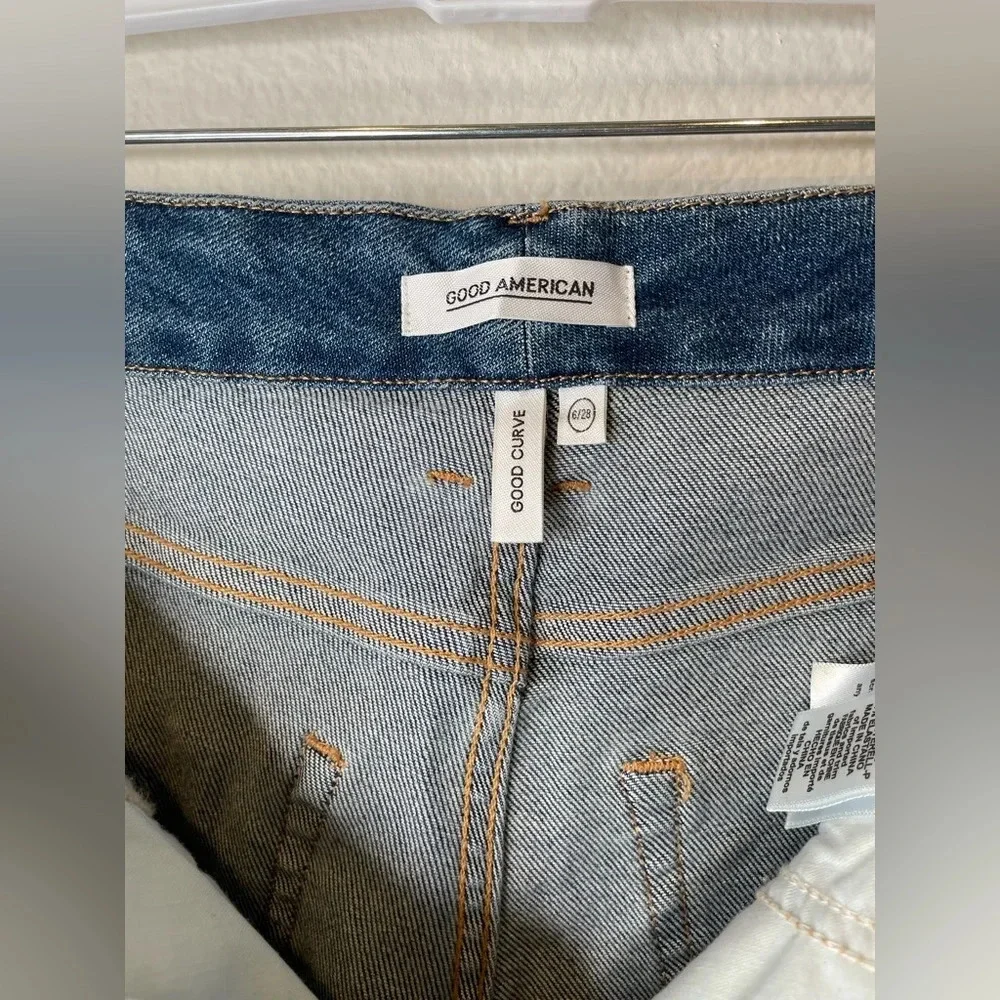 Good American Good Curve Blue Jeans Distressed Women's Size 6/28 - Picture 3 of 7